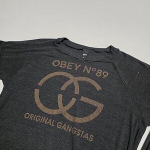 OBEY No. 89 Original Gangstas Wide Neck Long Sleeve Top Grey Women's Size M